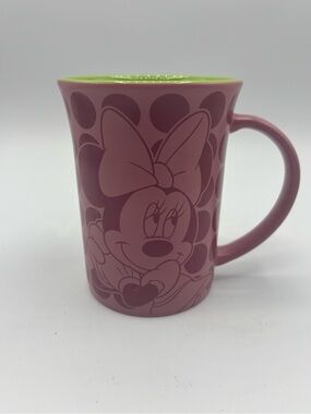 Walt Disney World Disney Parks Minnie Mouse Pink And Green Coffee Mug Cup